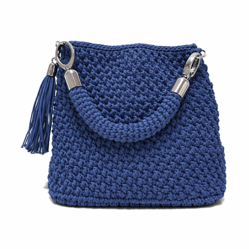 Borsa uncinetto blu avio fatto a mano ckibags artigianale italiana