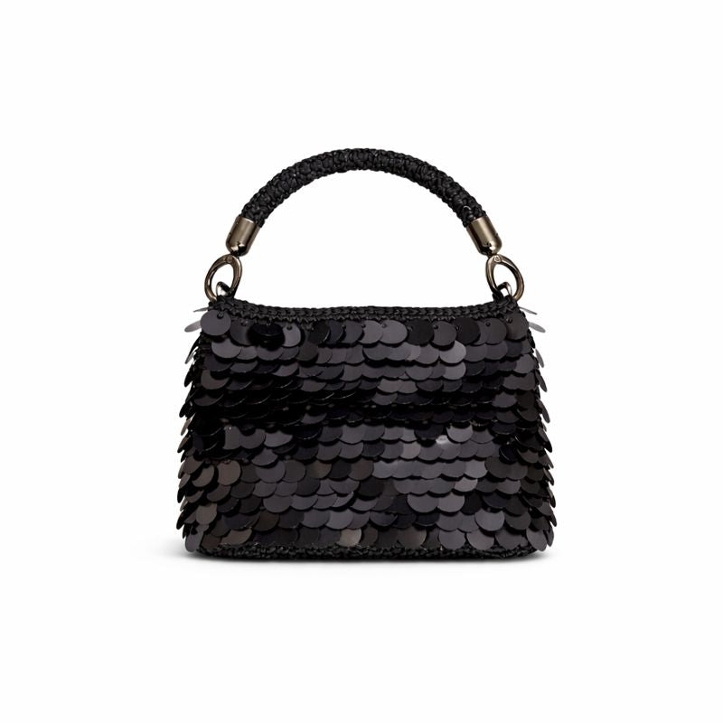 Borsa uncinetto paillettes nere fatto a mano ckibags sera elegante