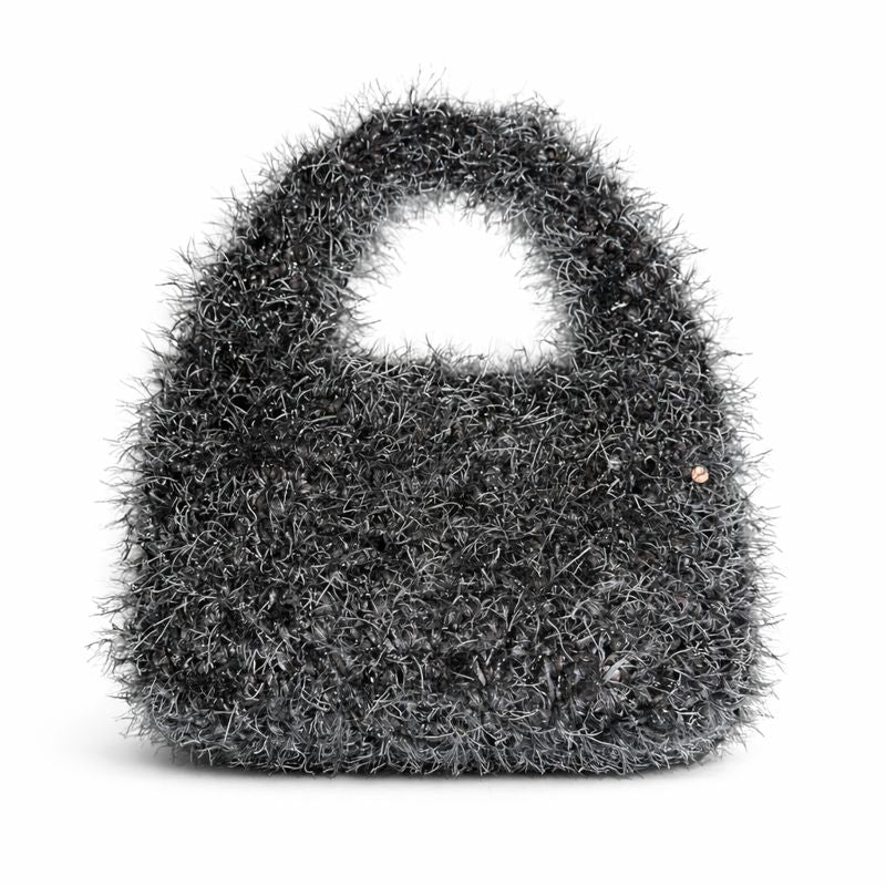 Borsa uncinetto mix filati effetto peloso variante grigio fatto a mano ckibags