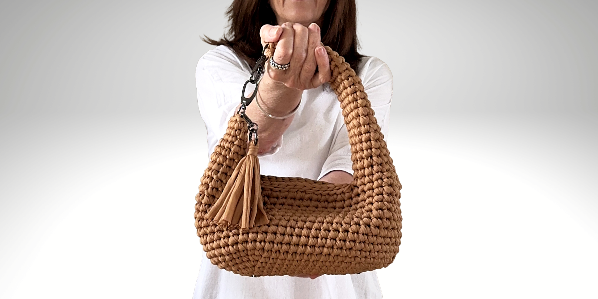 Borsa all'uncinetto in fettuccia di ckibags