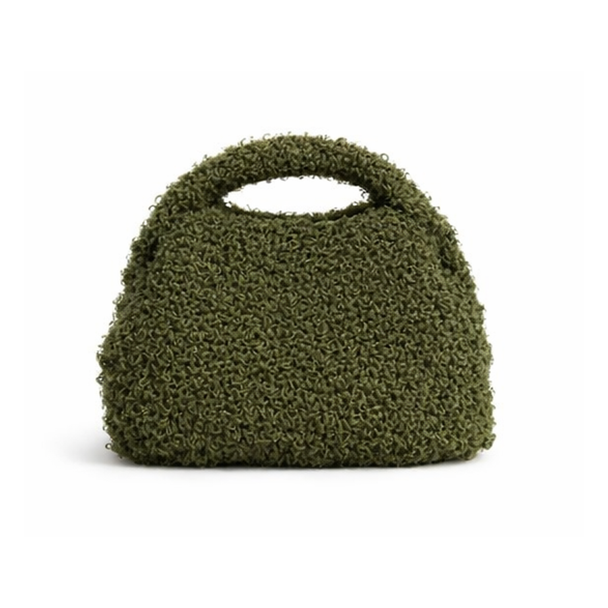 clutch uncinetto Alma verde militare effetto bouclé