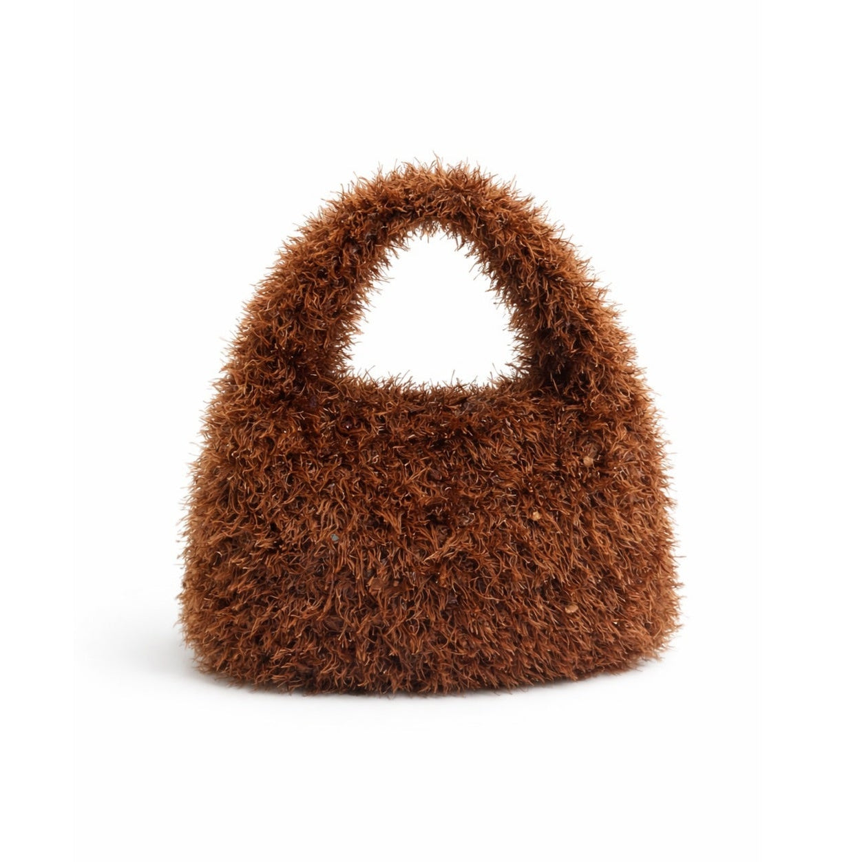 Borsa uncinetto filato peloso tabacco fatto a mano ckibags