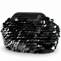 Cloe, borsa crochet nera con paillettes, vista laterale