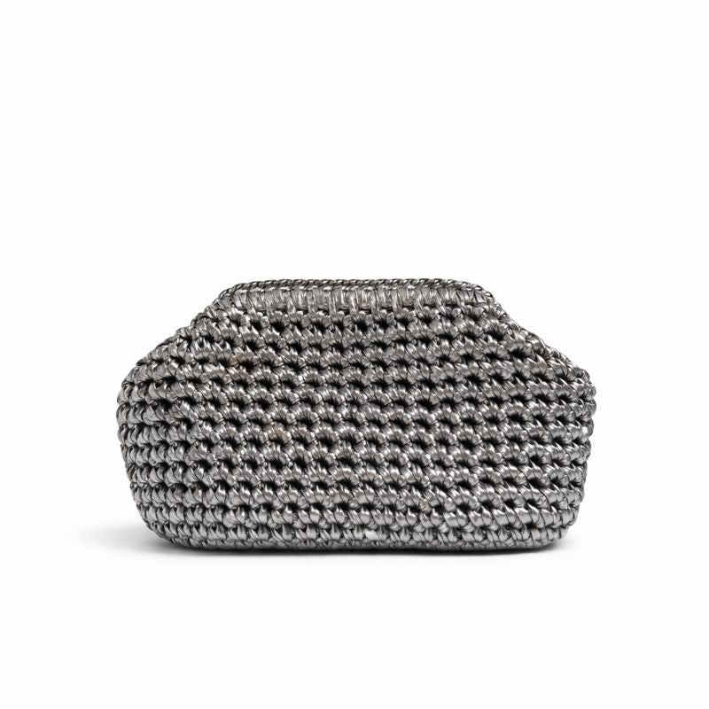 clutch uncinetto Diva argento effetto metallizzato