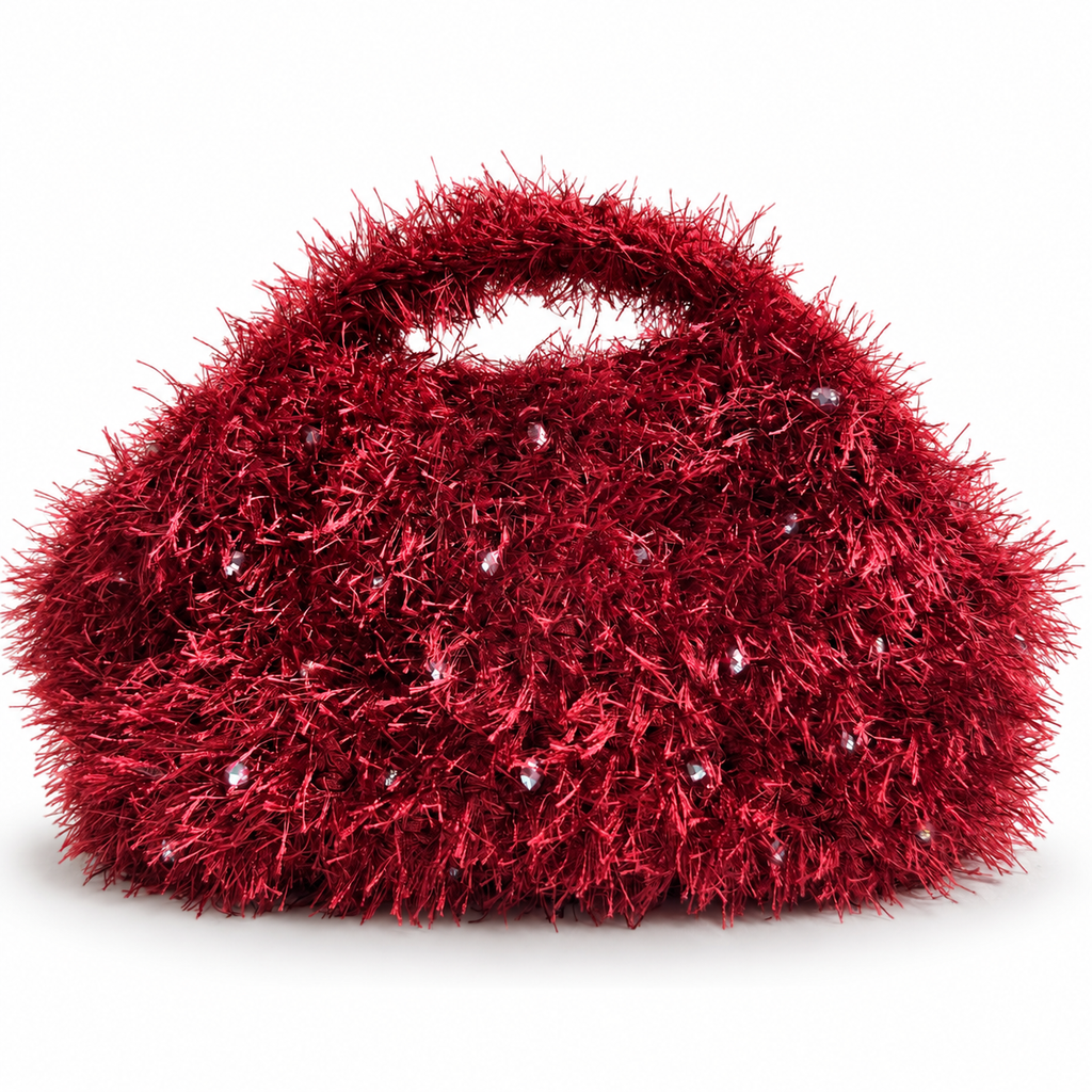 Egle borsa all’uncinetto con cristalli nella variante Sangria