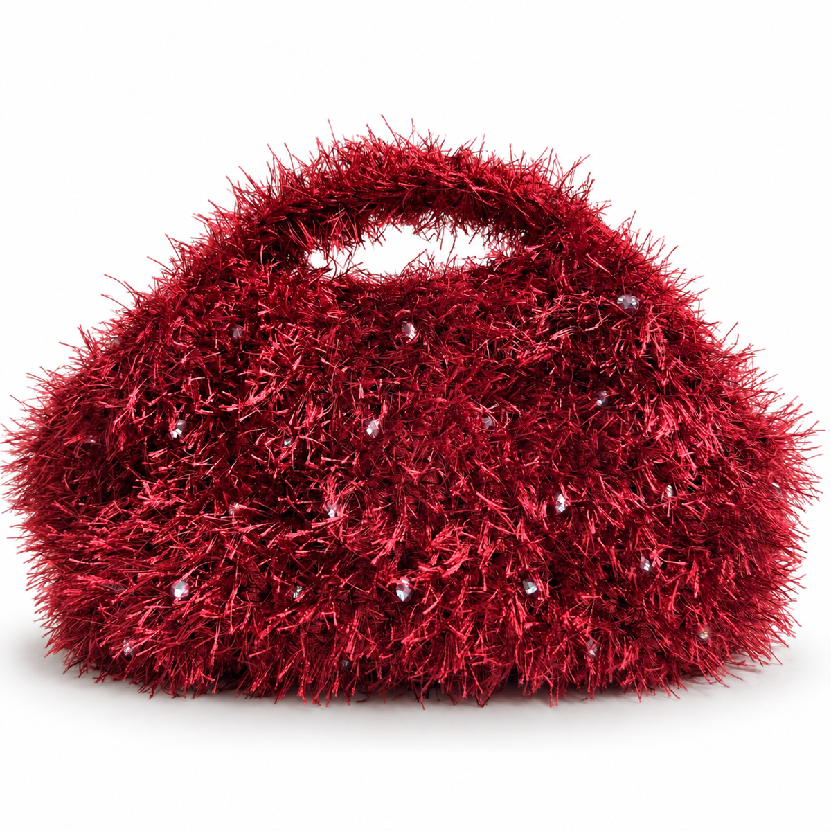 Egle borsa all’uncinetto con cristalli nella variante Sangria