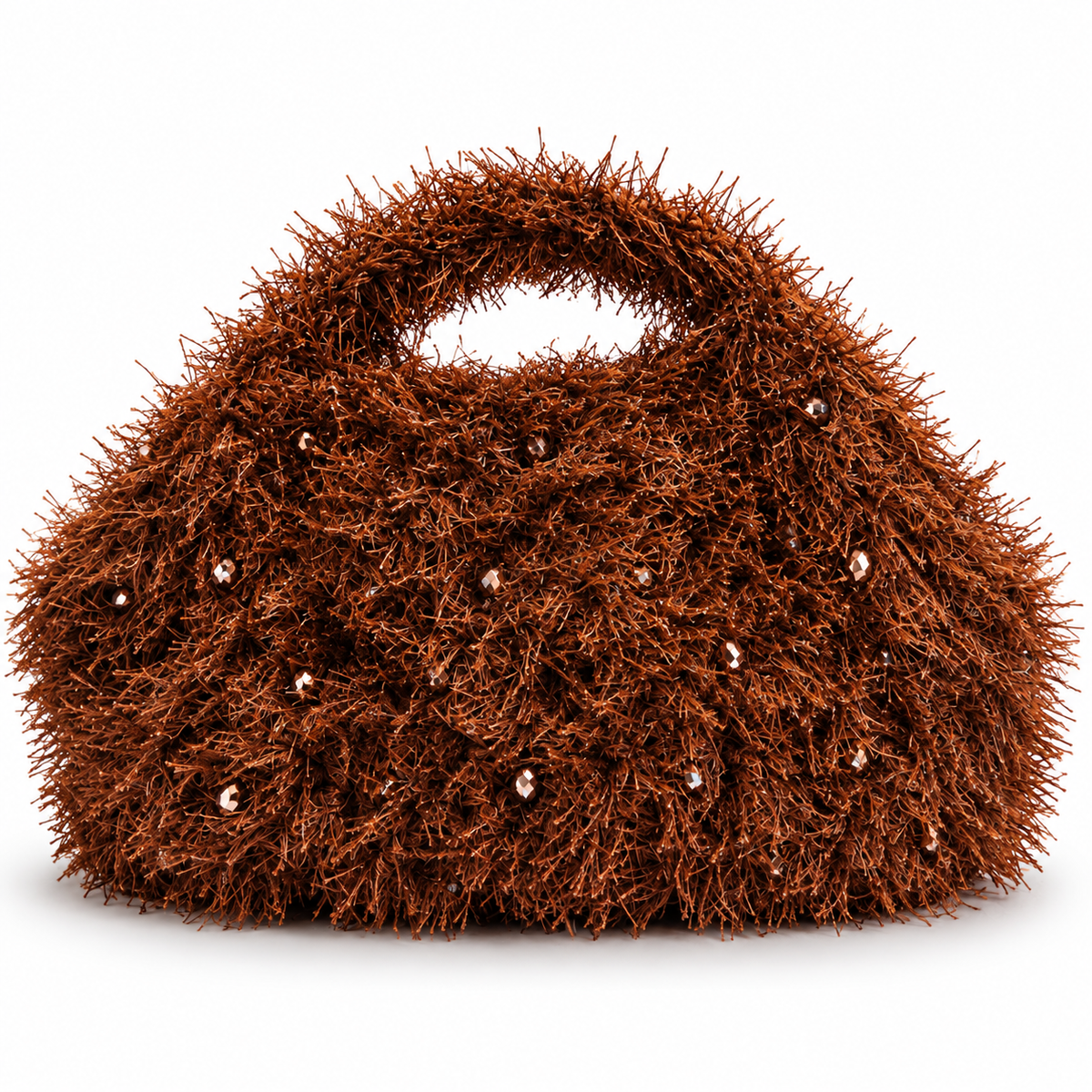 Egle borsa all’uncinetto con cristalli bronze nella variante Tabacco