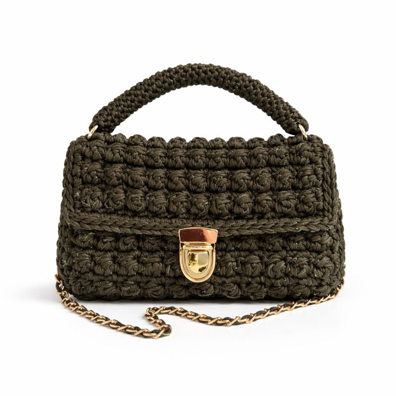 borsa uncinetto Emma con paillettes vista frontale