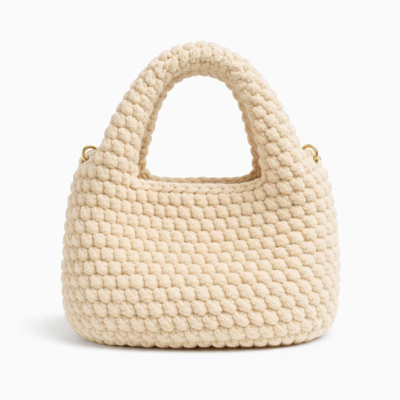 borsa uncinetto Lula beige vista frontale