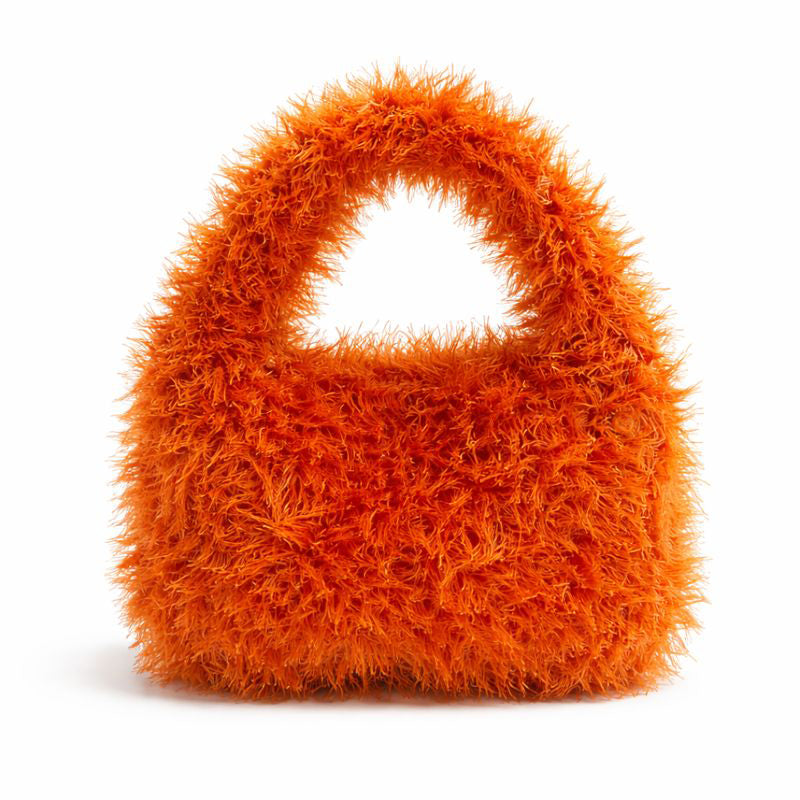 borsa uncinetto Lula Fur colore arancio effetto pelliccia