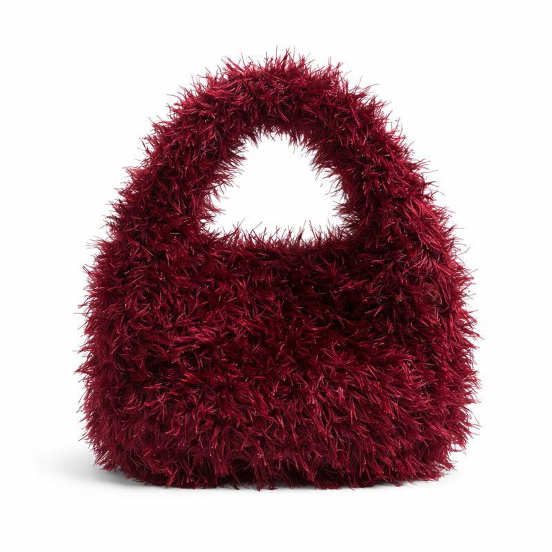 borsa uncinetto Lula Fur colore sangria effetto pelliccia