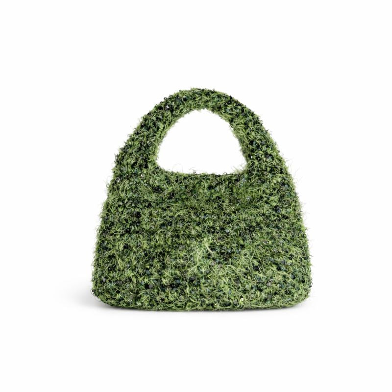 Borsa uncinetto mix filati effetto peloso variante verde fatto a mano ckibags
