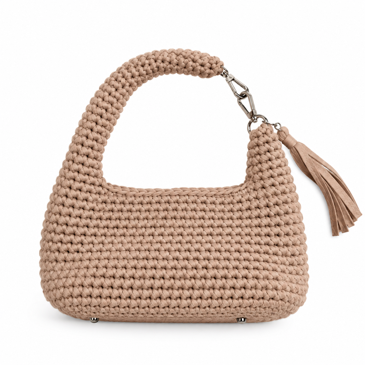 Luna borsa a uncinetto color Sand con manico integrato