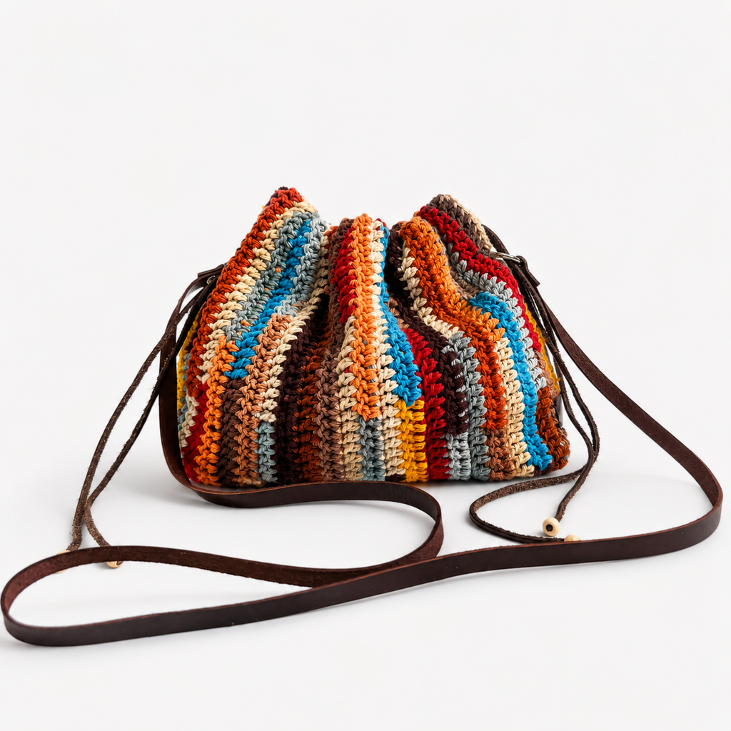 Borsa a sacchetto artigianale multicolor variante Africa Made in Italy