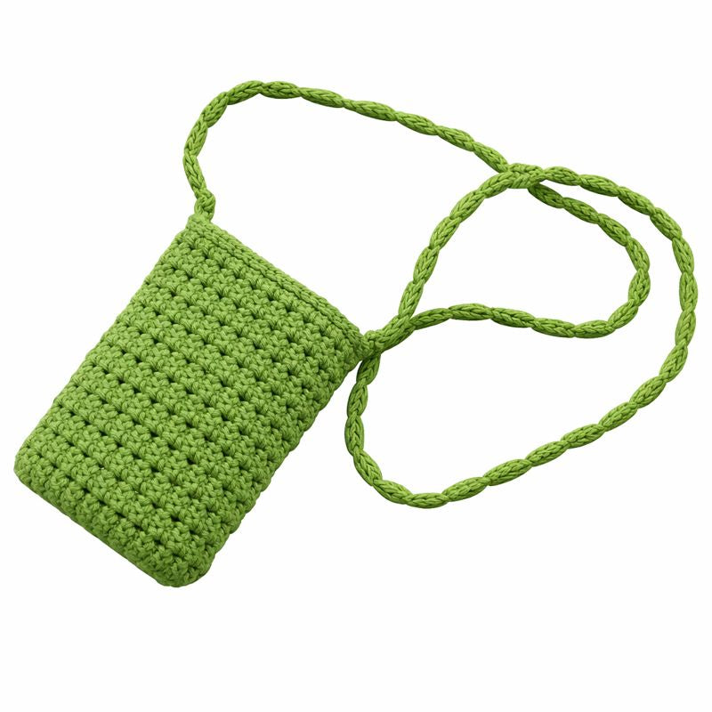 portacellulare uncinetto Milo verde primavera a rete