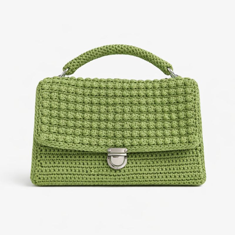 borsa uncinetto cartella Mina verde primavera con catena