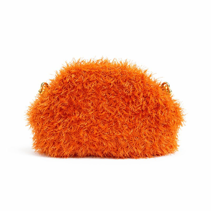 clutch uncinetto Thelma arancia effetto pelliccia vista frontale